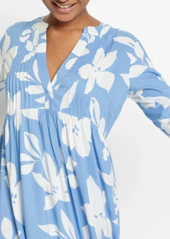 bonprix bonprix Vestido largo de viscosa fluida azul provenzal/blanco con flores Best