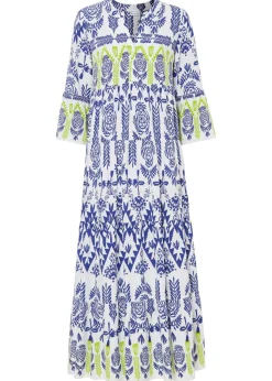 bonprix bonprix Vestido largo de viscosa fluida Blanco-azul-verde Sale