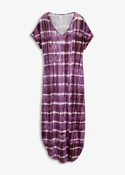 bonprix bonprix Vestido largo de viscosa fluida púrpura/blanco estampado