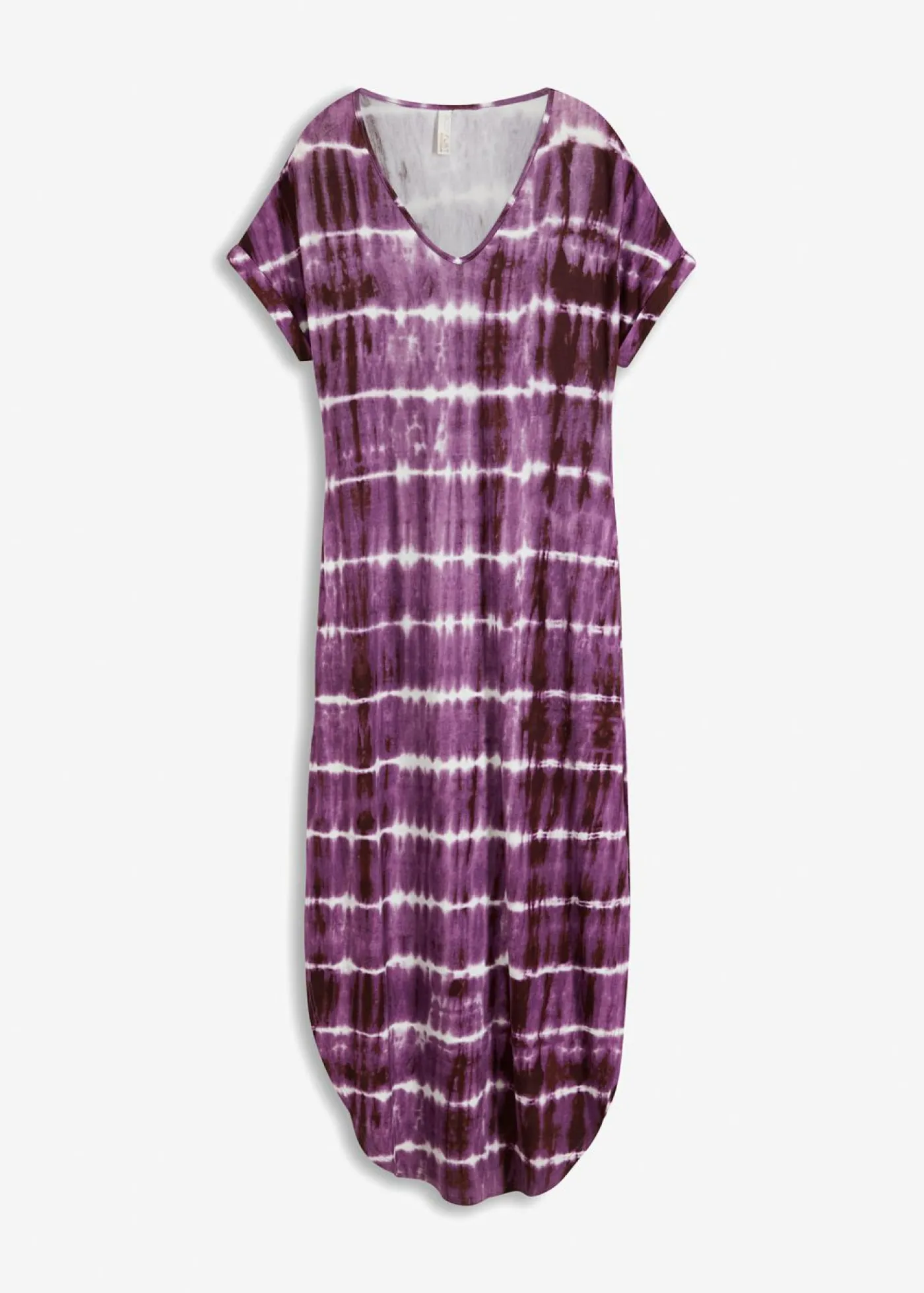 bonprix bonprix Vestido largo de viscosa fluida púrpura/blanco estampado