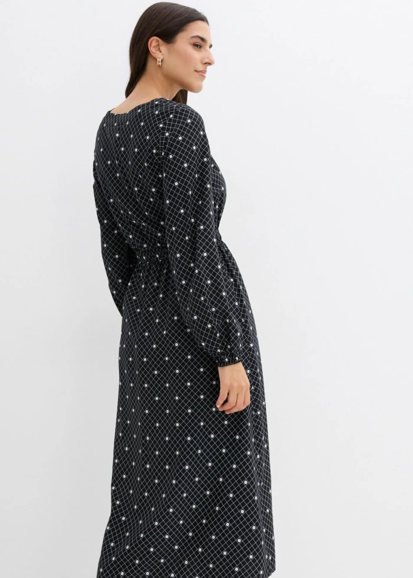 bonprix bonprix Vestido largo de viscosa fluida negro - blanco topos Best