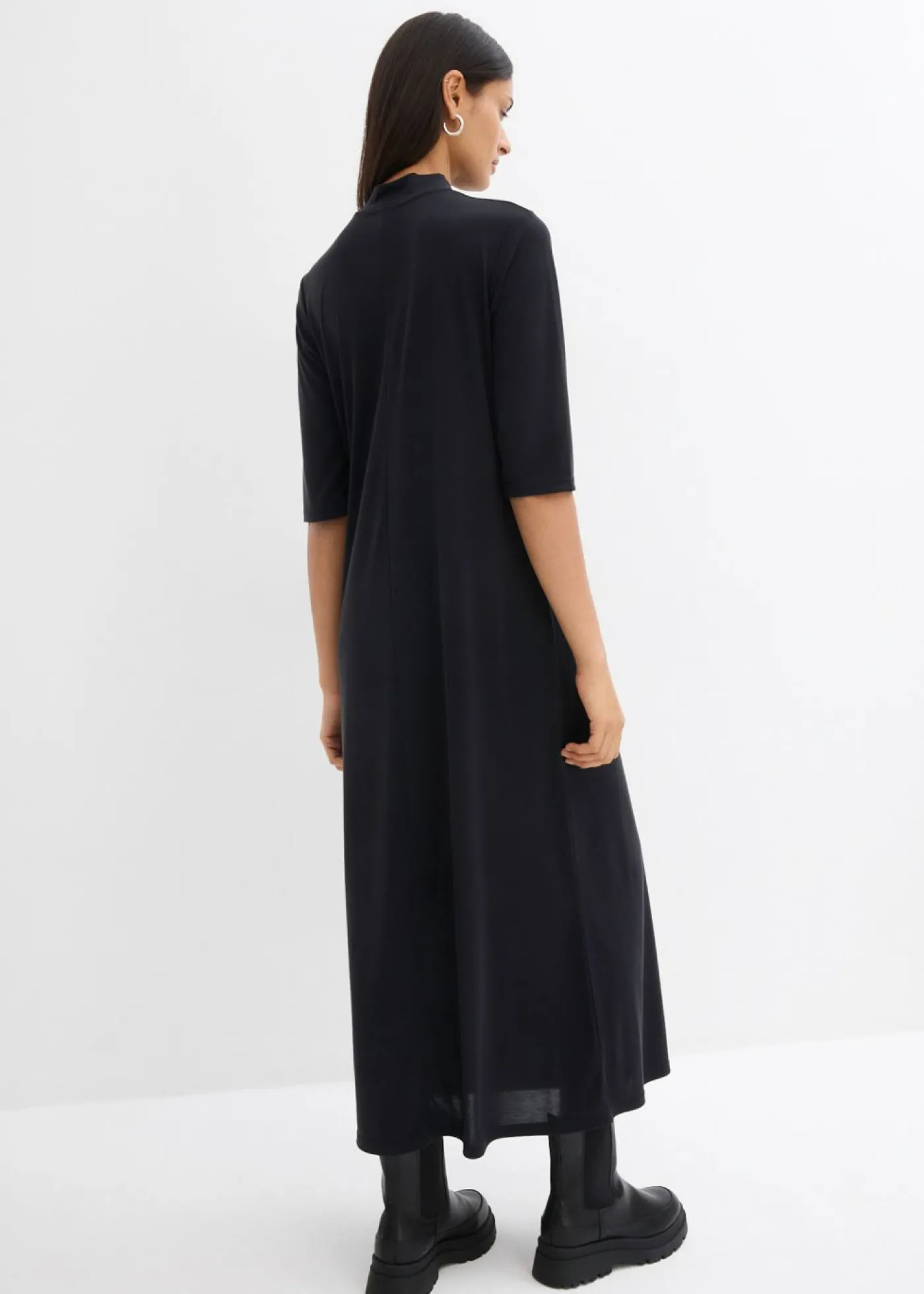 bonprix bonprix Vestido largo en mezcla de modal Negro New