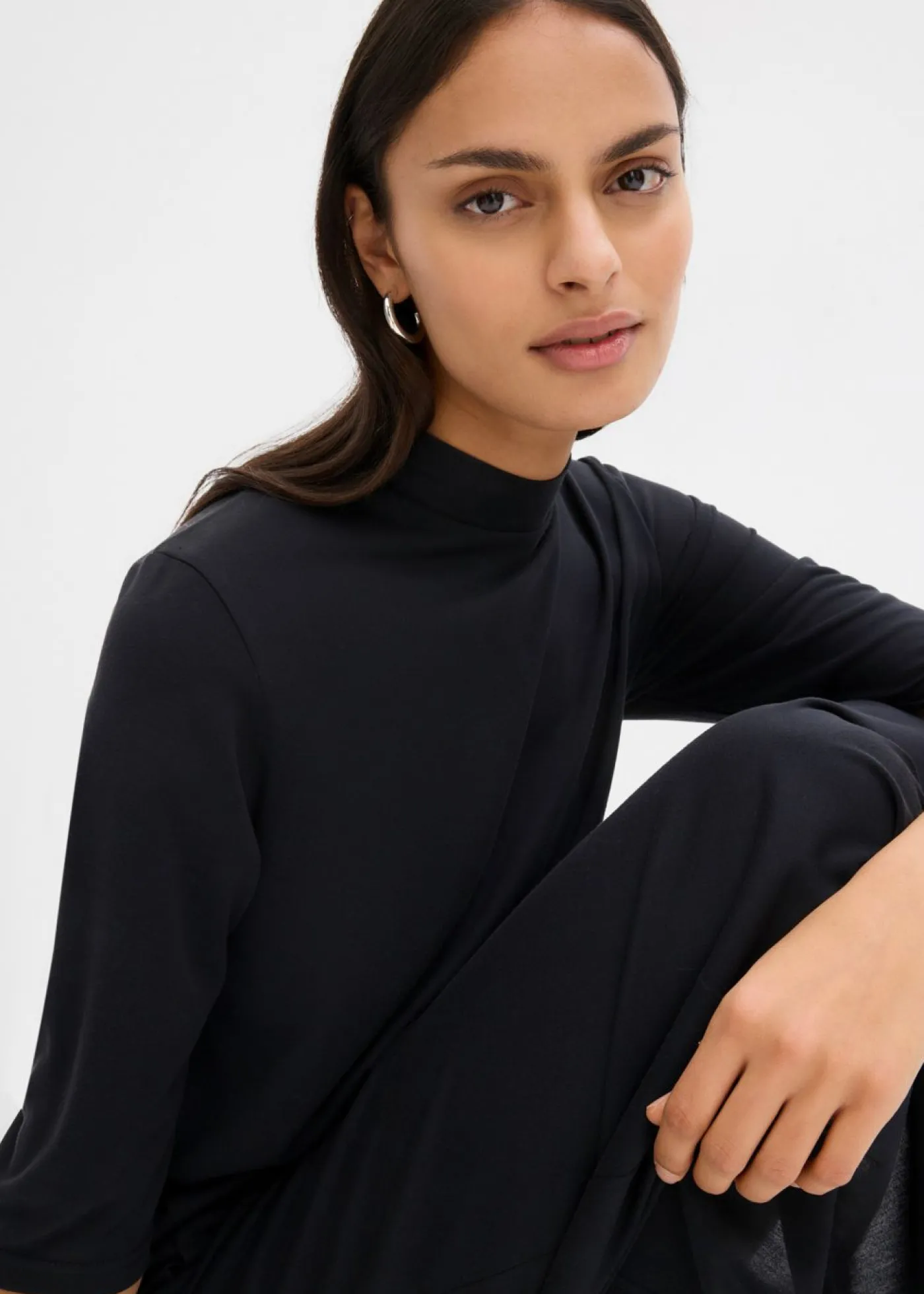 bonprix bonprix Vestido largo en mezcla de modal Negro New