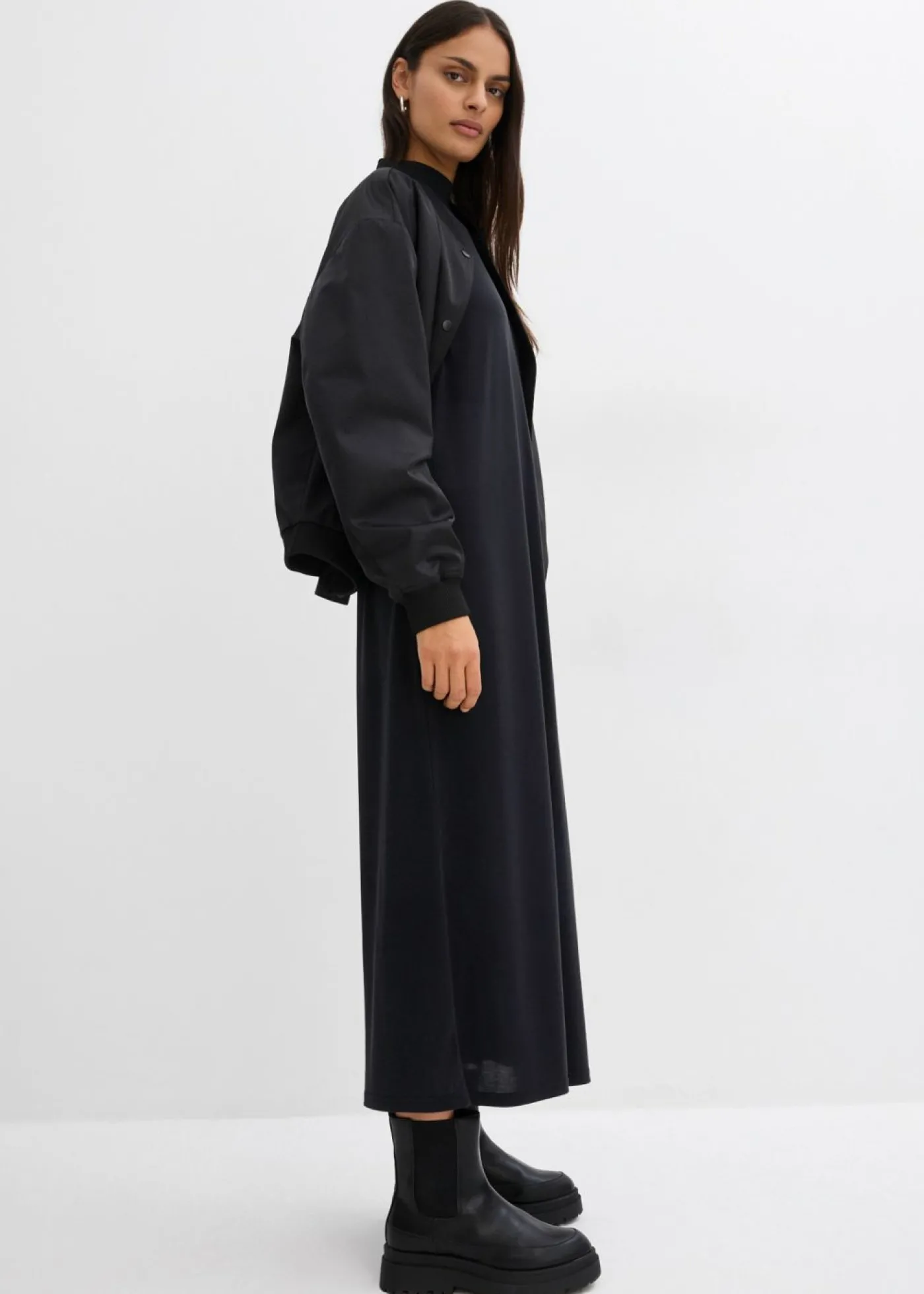 bonprix bonprix Vestido largo en mezcla de modal Negro New