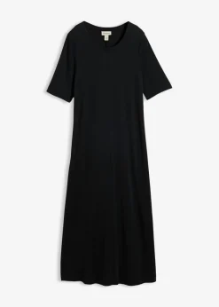 bonprix bonprix Vestido largo en mezcla de modal Negro Outlet