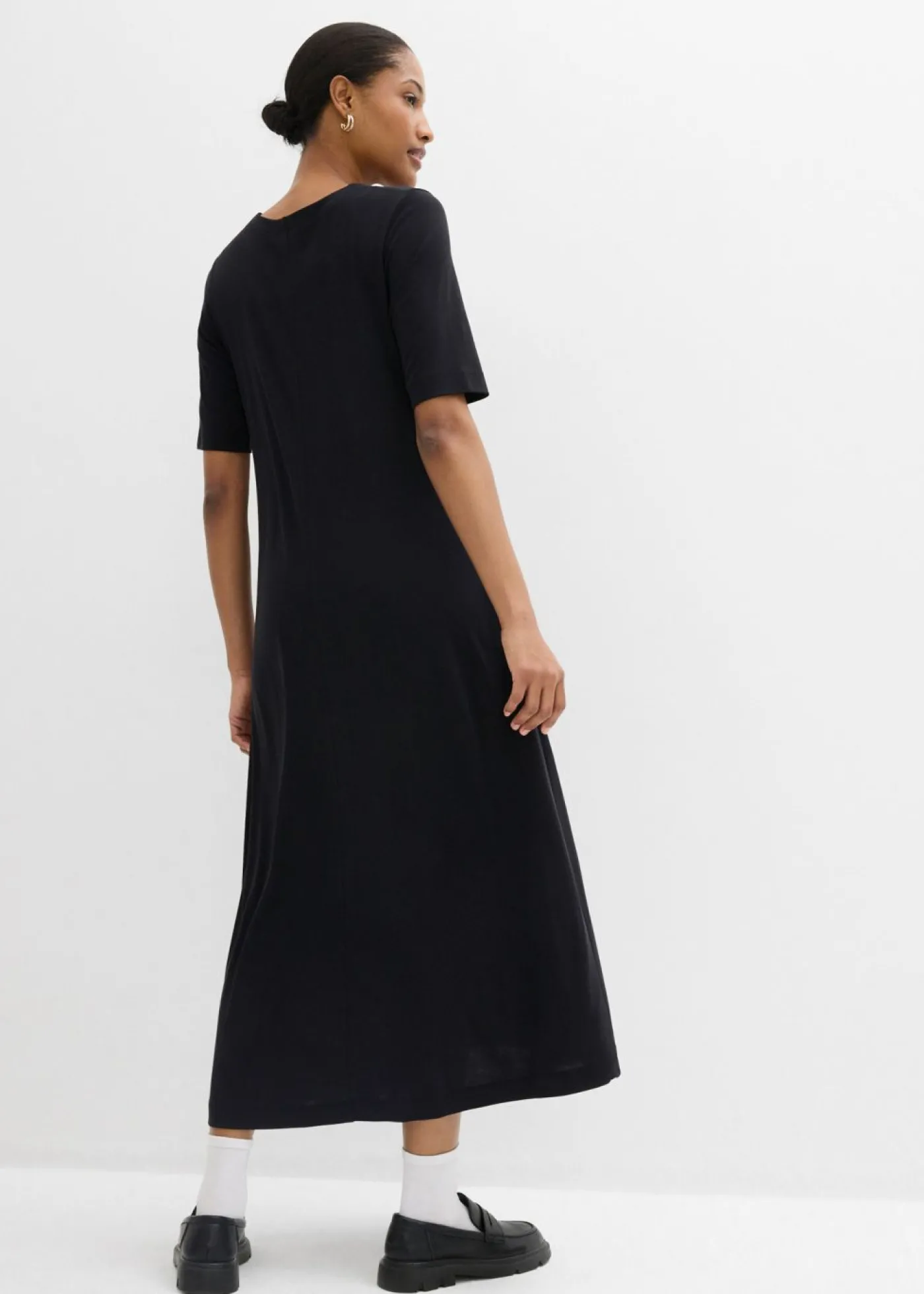 bonprix bonprix Vestido largo en mezcla de modal Negro Outlet