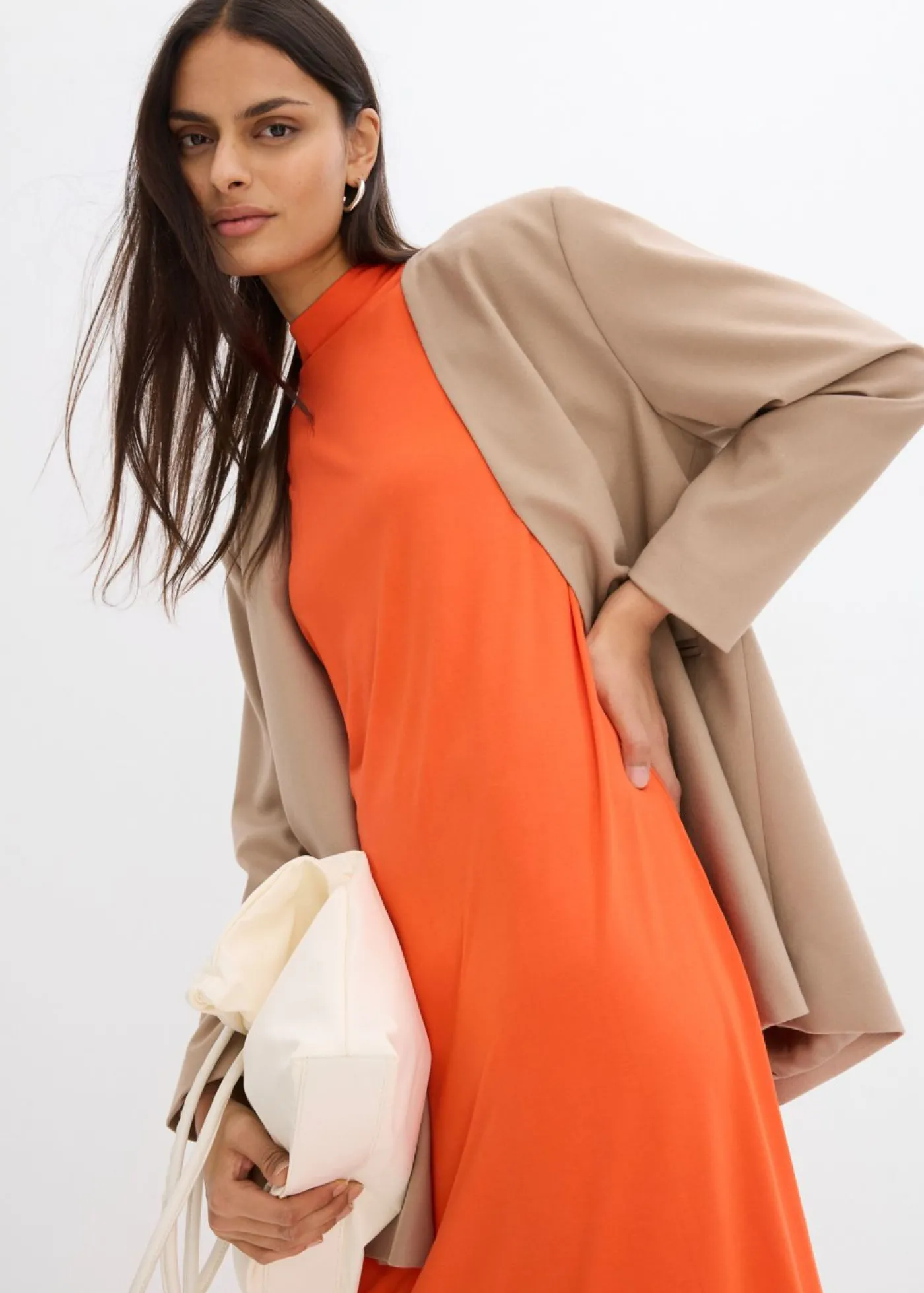 bonprix bonprix Vestido largo en mezcla de modal Rojo amapola Discount