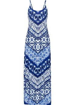 bonprix bonprix Vestido largo estampado Azul-blanco estampado Outlet
