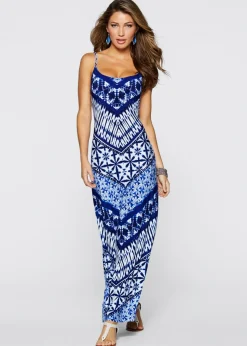 bonprix bonprix Vestido largo estampado Azul-blanco estampado Outlet
