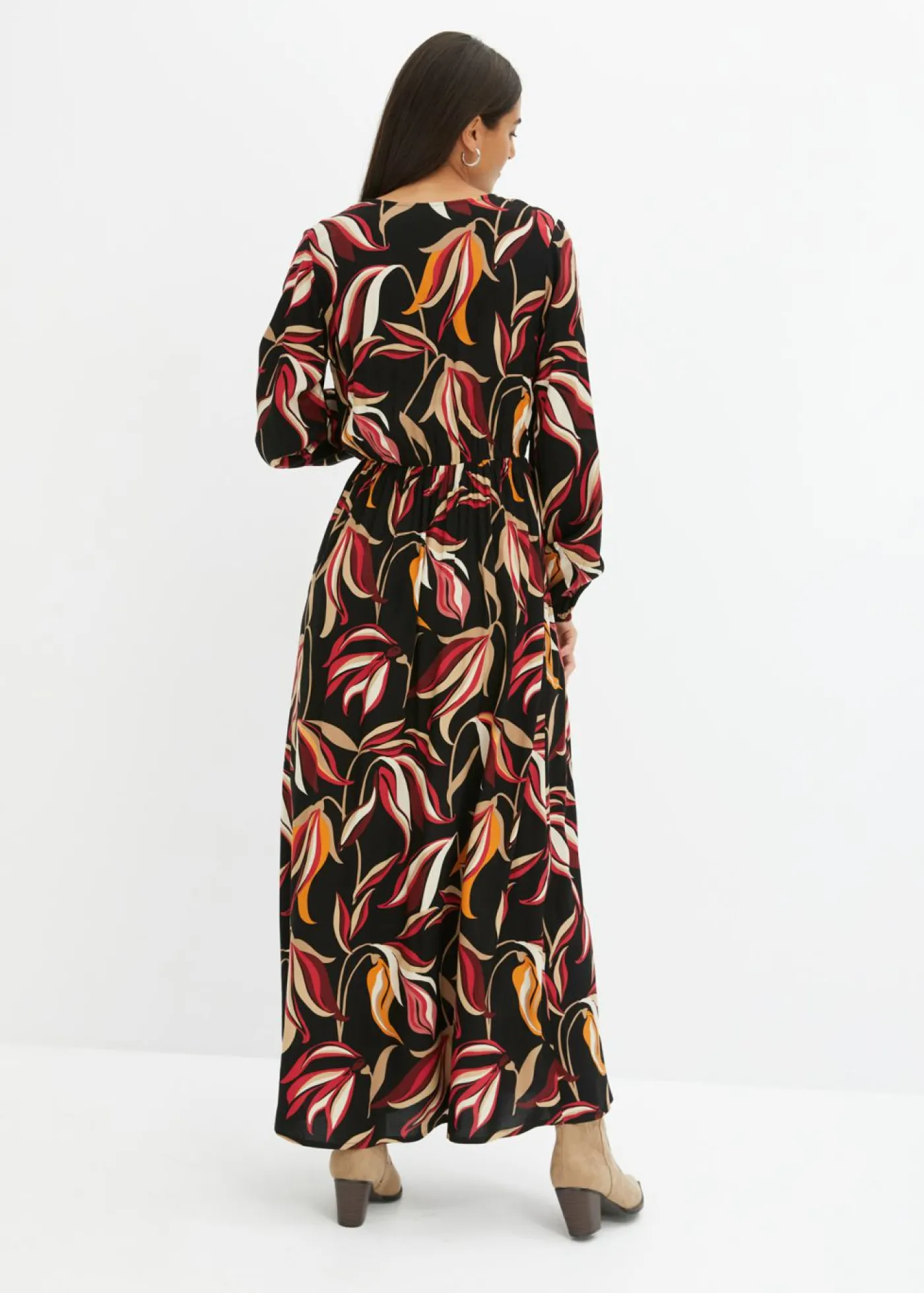 bonprix bonprix Vestido largo estampado Negro Clearance