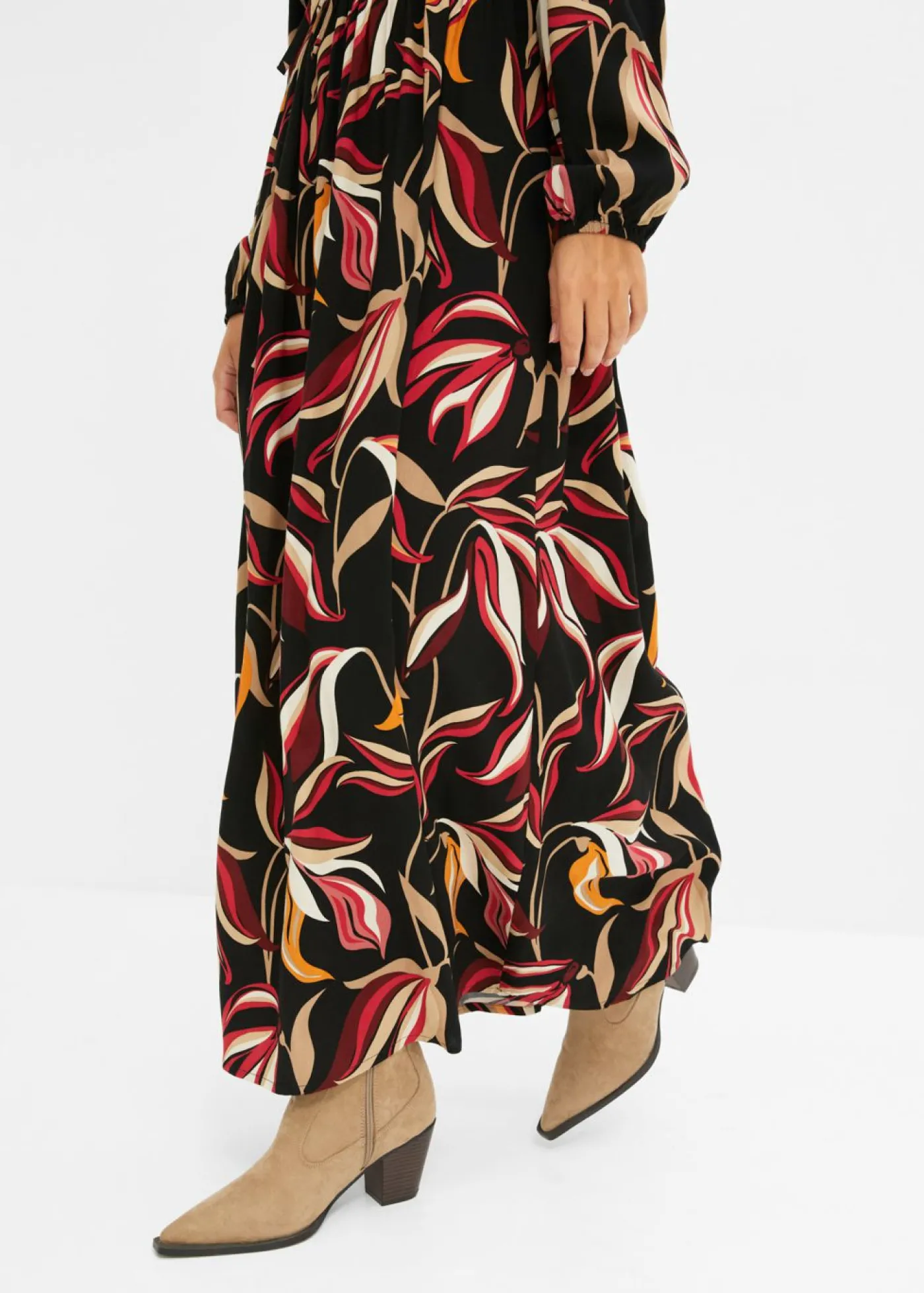 bonprix bonprix Vestido largo estampado Negro Clearance