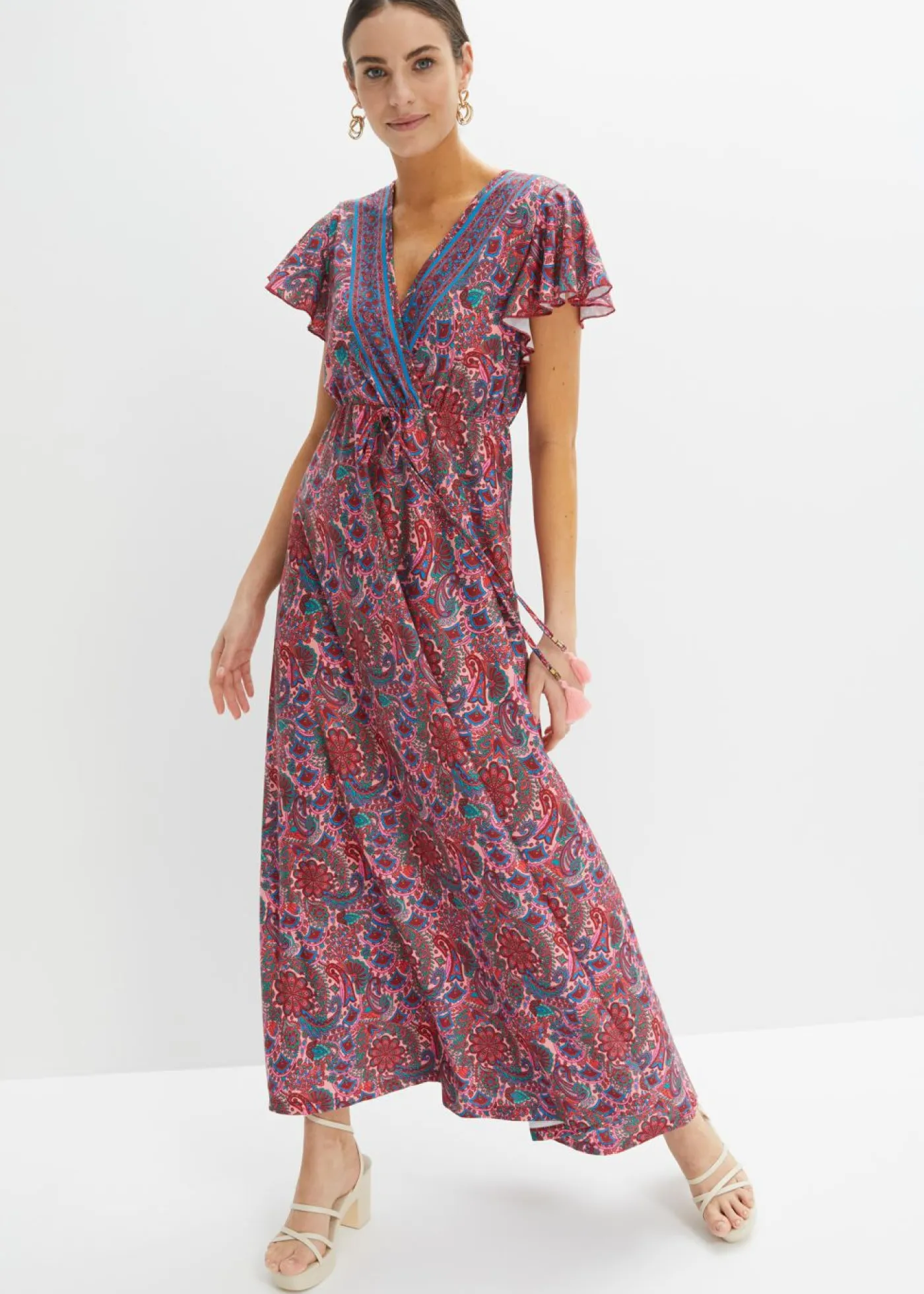 bonprix bonprix Vestido largo estampado rosa pálido Discount
