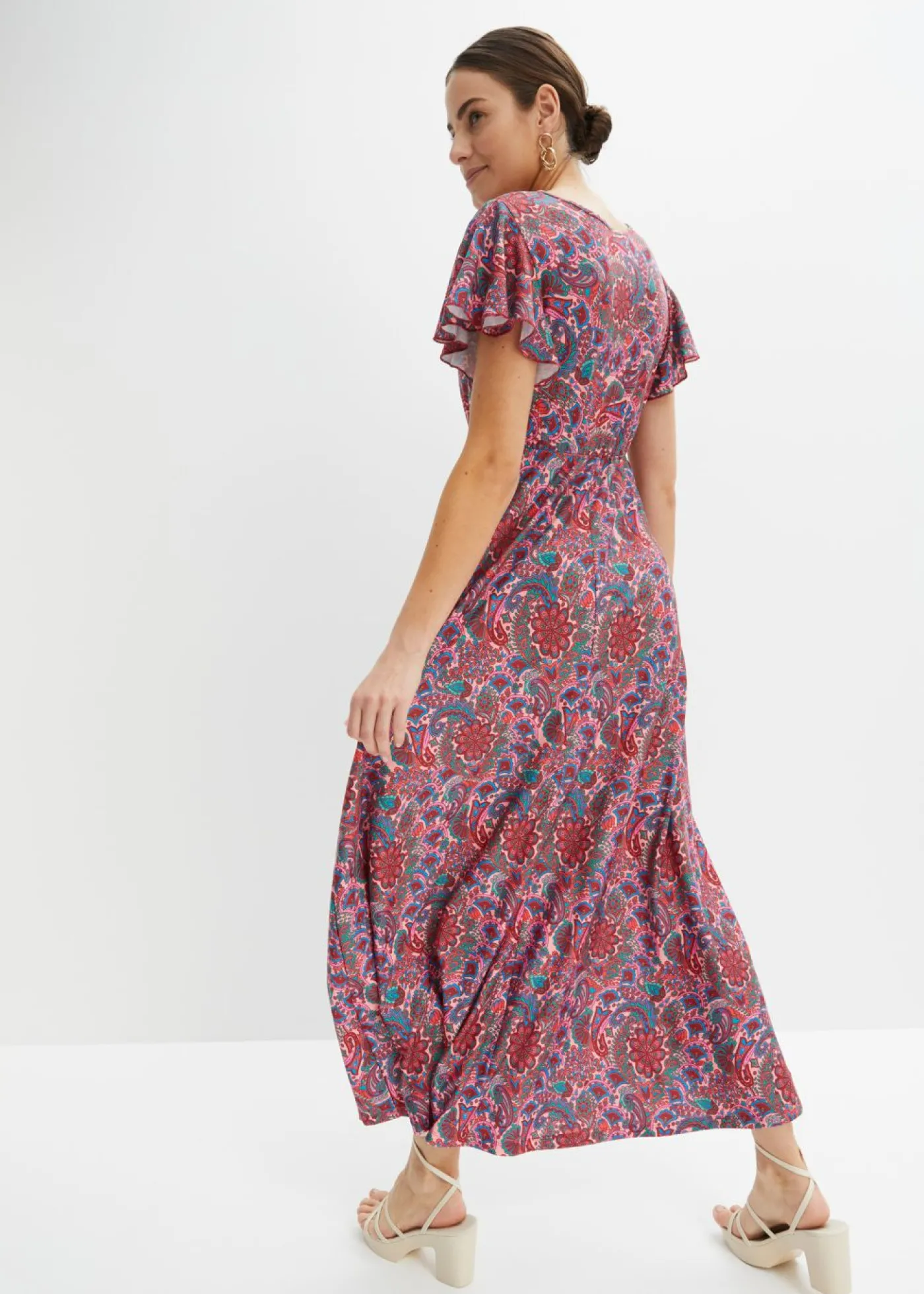 bonprix bonprix Vestido largo estampado rosa pálido Discount