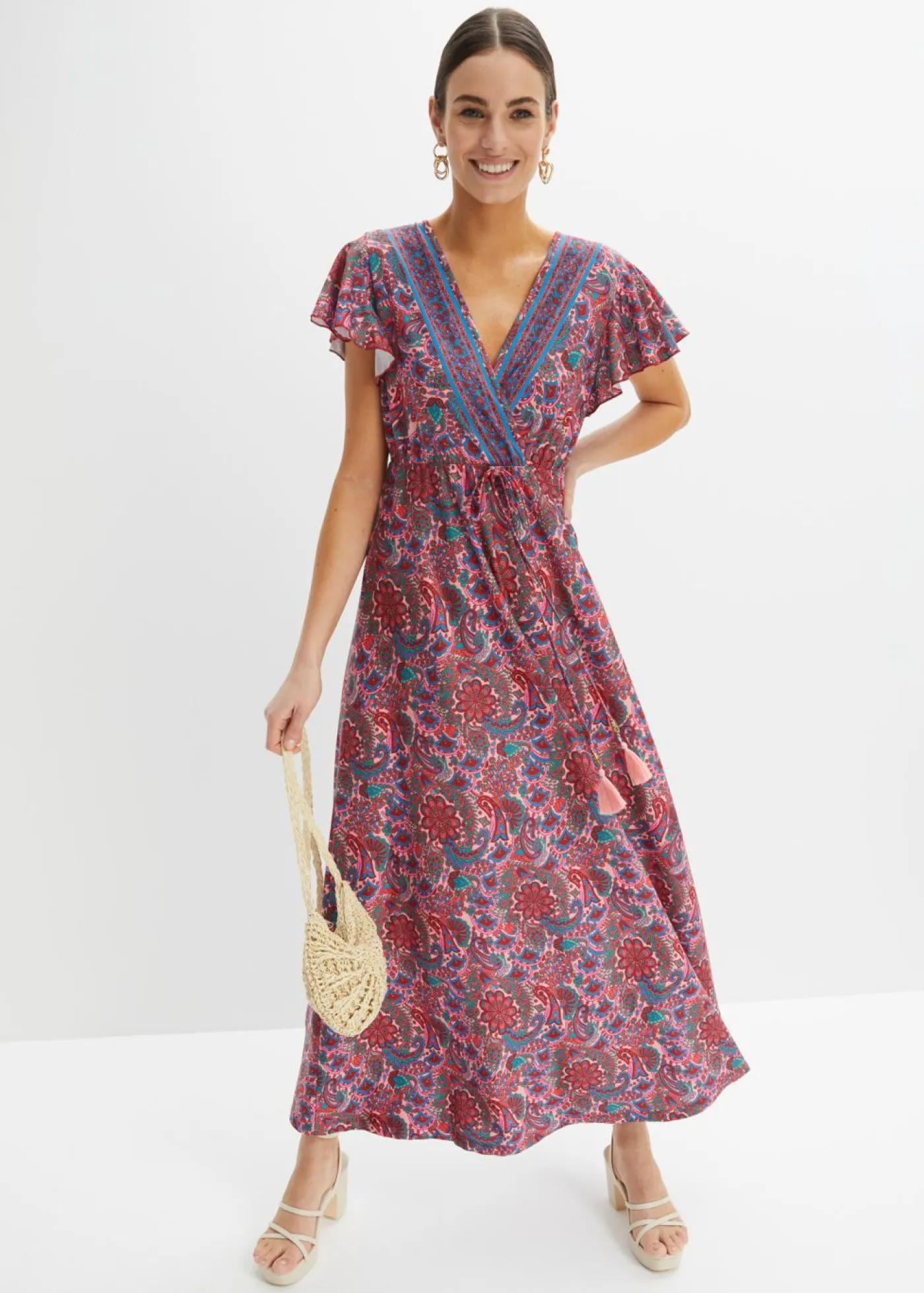bonprix bonprix Vestido largo estampado rosa pálido Discount