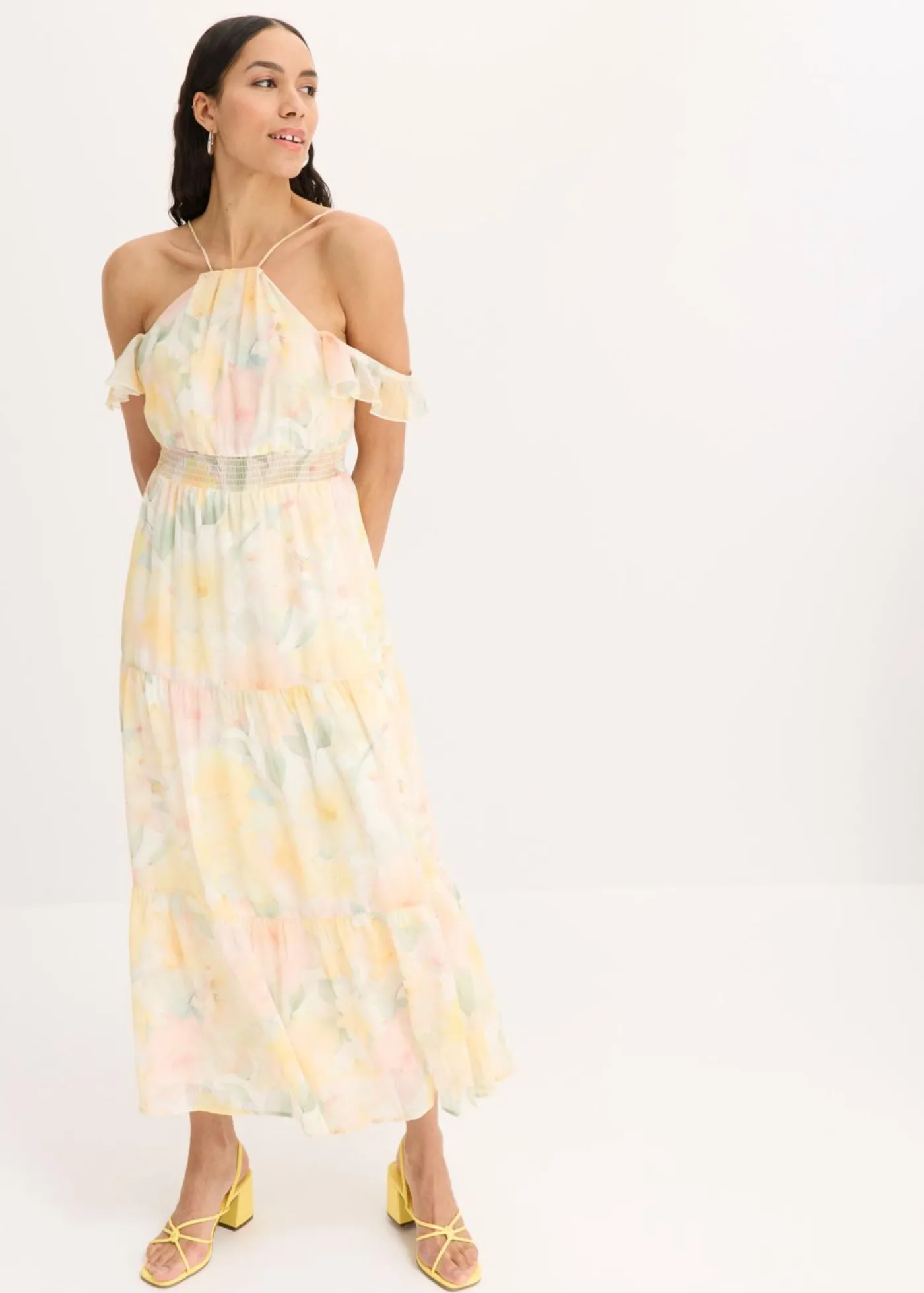 bonprix bonprix Vestido largo estampado amarillo primavera