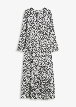 bonprix bonprix Vestido maxi estampado leo blanco lana-antracita Sale