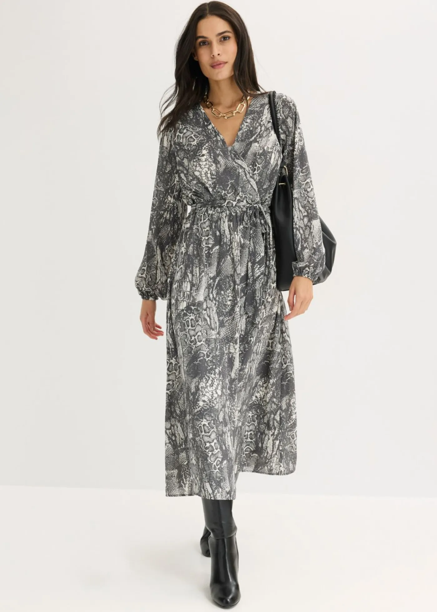 bonprix bonprix Vestido maxi Negro + blanco perla Sale