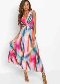 bonprix bonprix Vestido maxi Rosa-rojo-gris oscuro estampado Hot