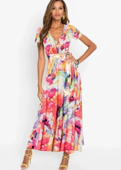 bonprix bonprix Vestido maxi rosa caliente/púrpura Sale