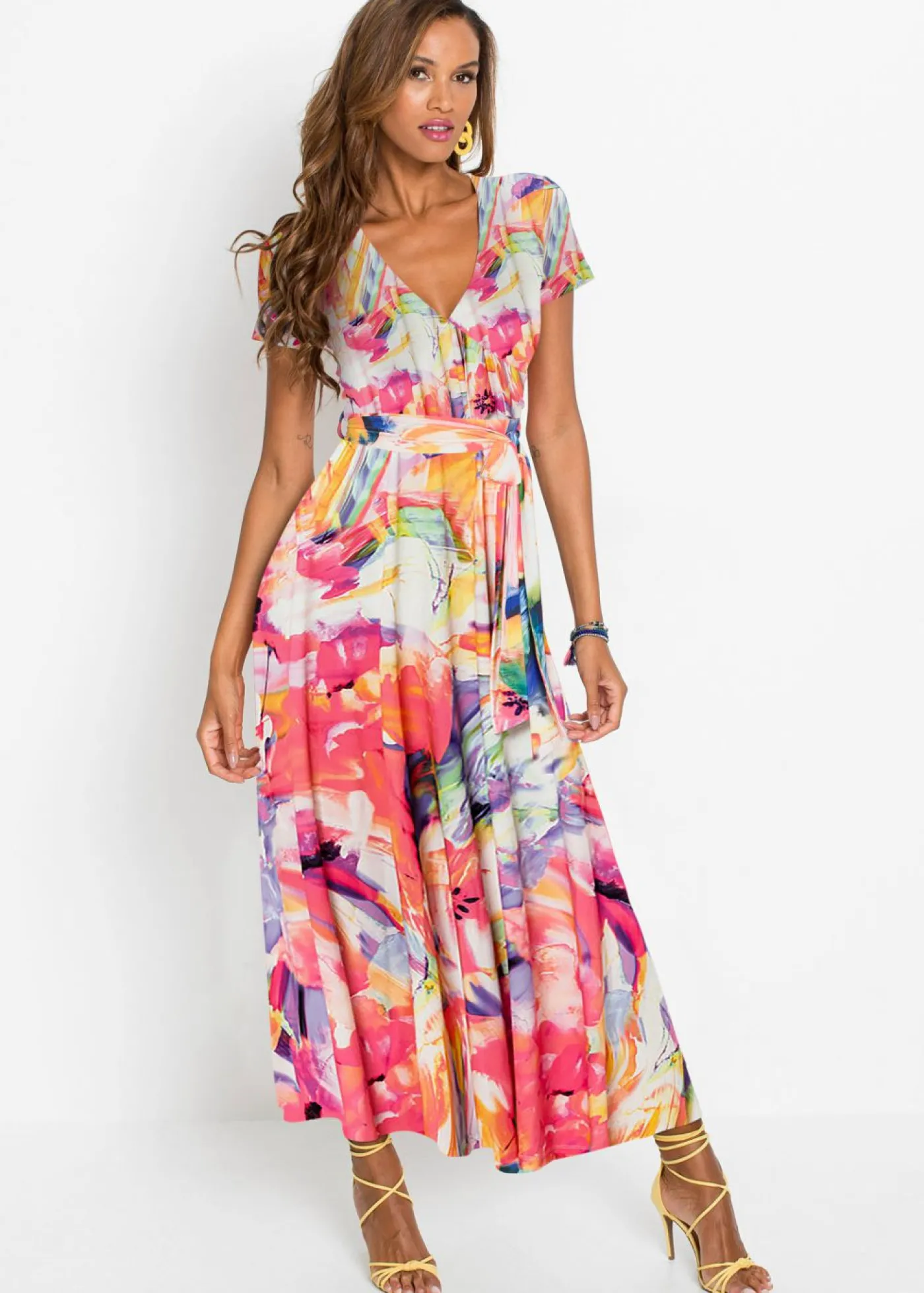 bonprix bonprix Vestido maxi rosa caliente/púrpura Sale