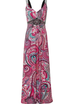 bonprix bonprix Vestido maxi con aplicaciones rosa caliente/turquesa New