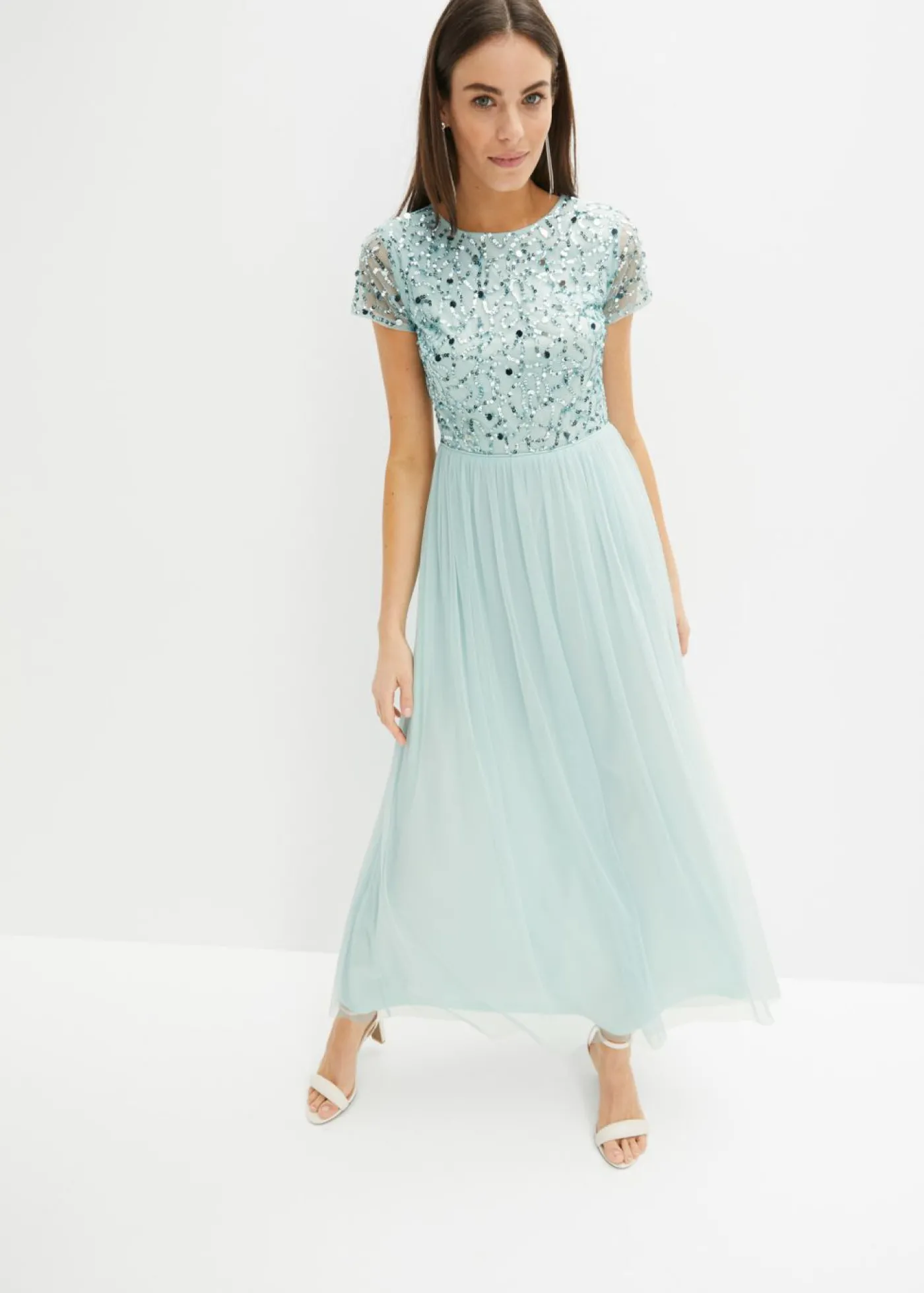 bonprix bonprix Vestido maxi con bordado de lentejuelas menta New