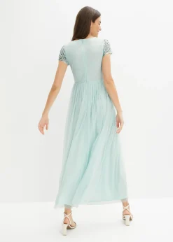 bonprix bonprix Vestido maxi con bordado de lentejuelas menta New