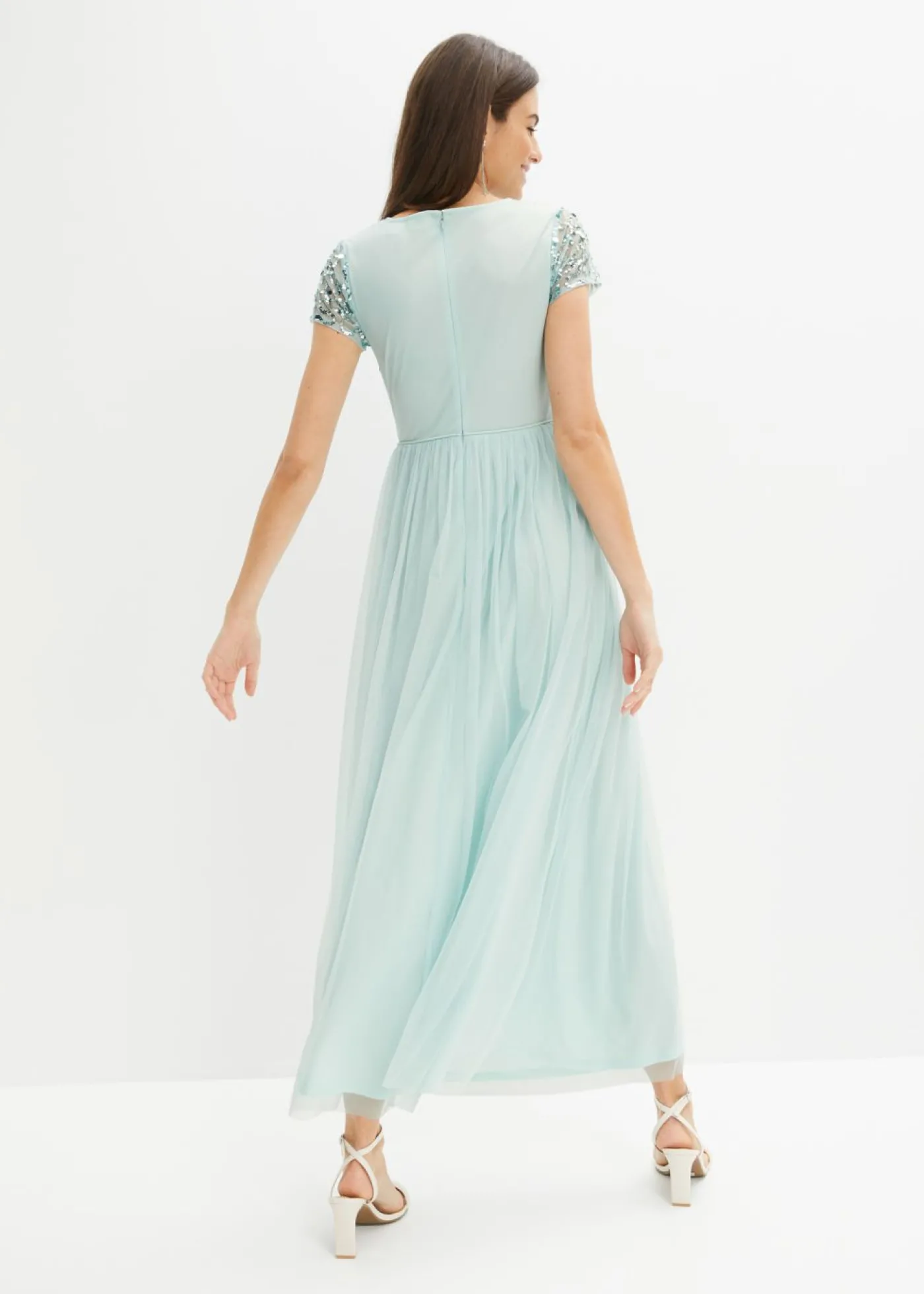 bonprix bonprix Vestido maxi con bordado de lentejuelas menta New
