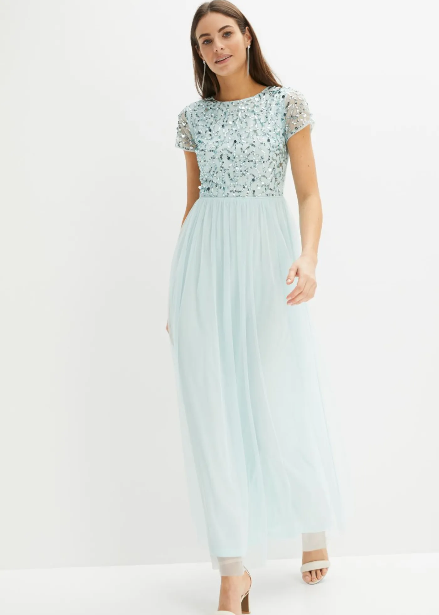 bonprix bonprix Vestido maxi con bordado de lentejuelas menta New