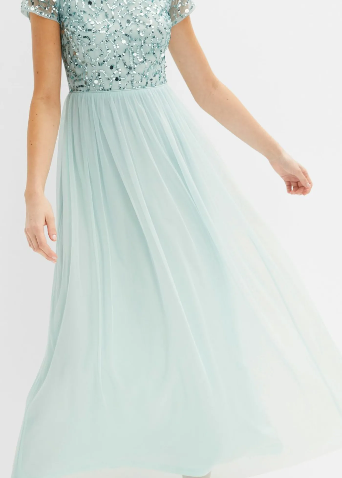 bonprix bonprix Vestido maxi con bordado de lentejuelas menta New