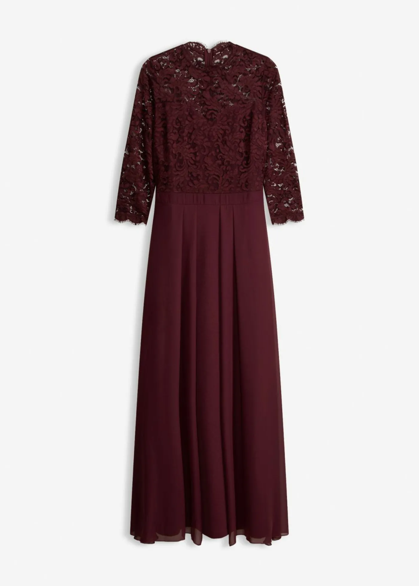 bonprix bonprix Vestido maxi con encaje rojo burdeos