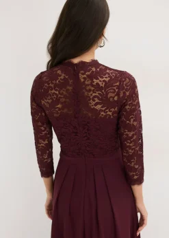 bonprix bonprix Vestido maxi con encaje rojo burdeos