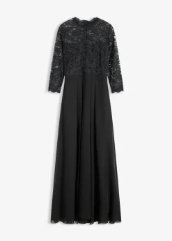 bonprix bonprix Vestido maxi con encaje Negro Outlet