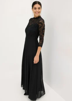 bonprix bonprix Vestido maxi con encaje Negro Outlet