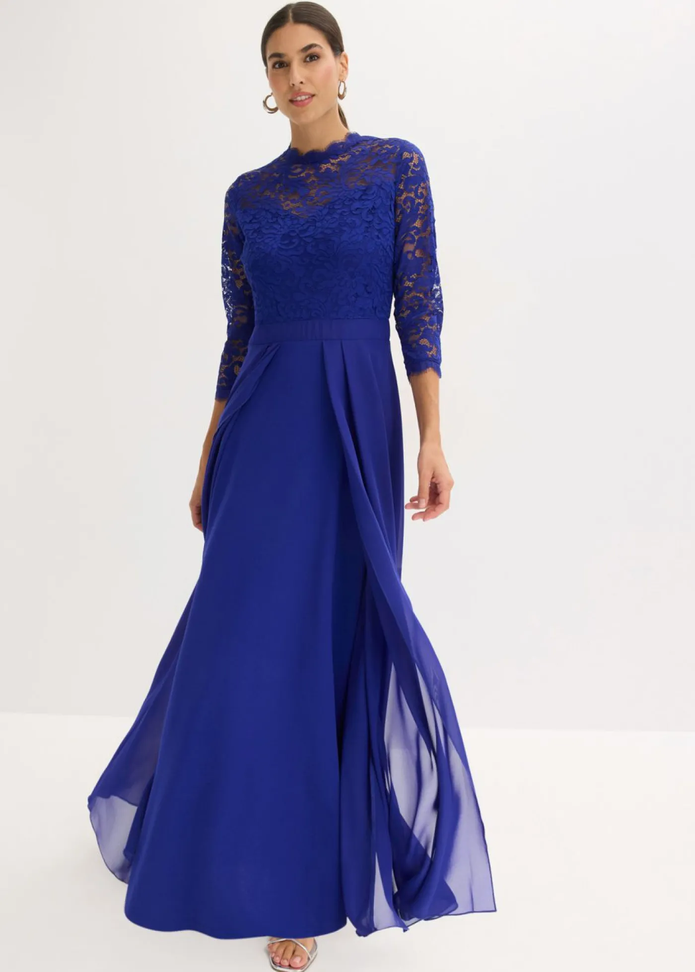 bonprix bonprix Vestido maxi con encaje Azul New