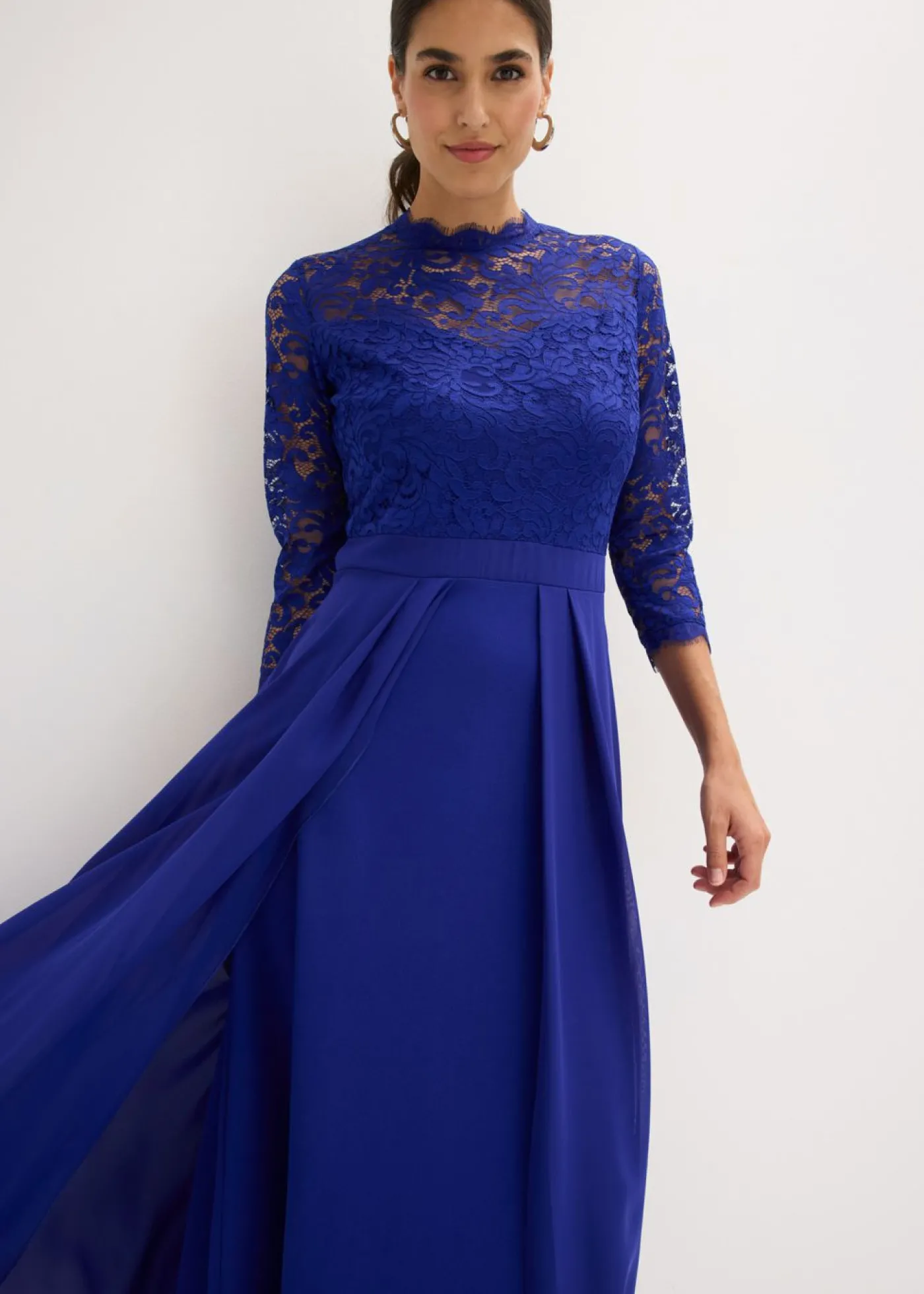 bonprix bonprix Vestido maxi con encaje Azul New