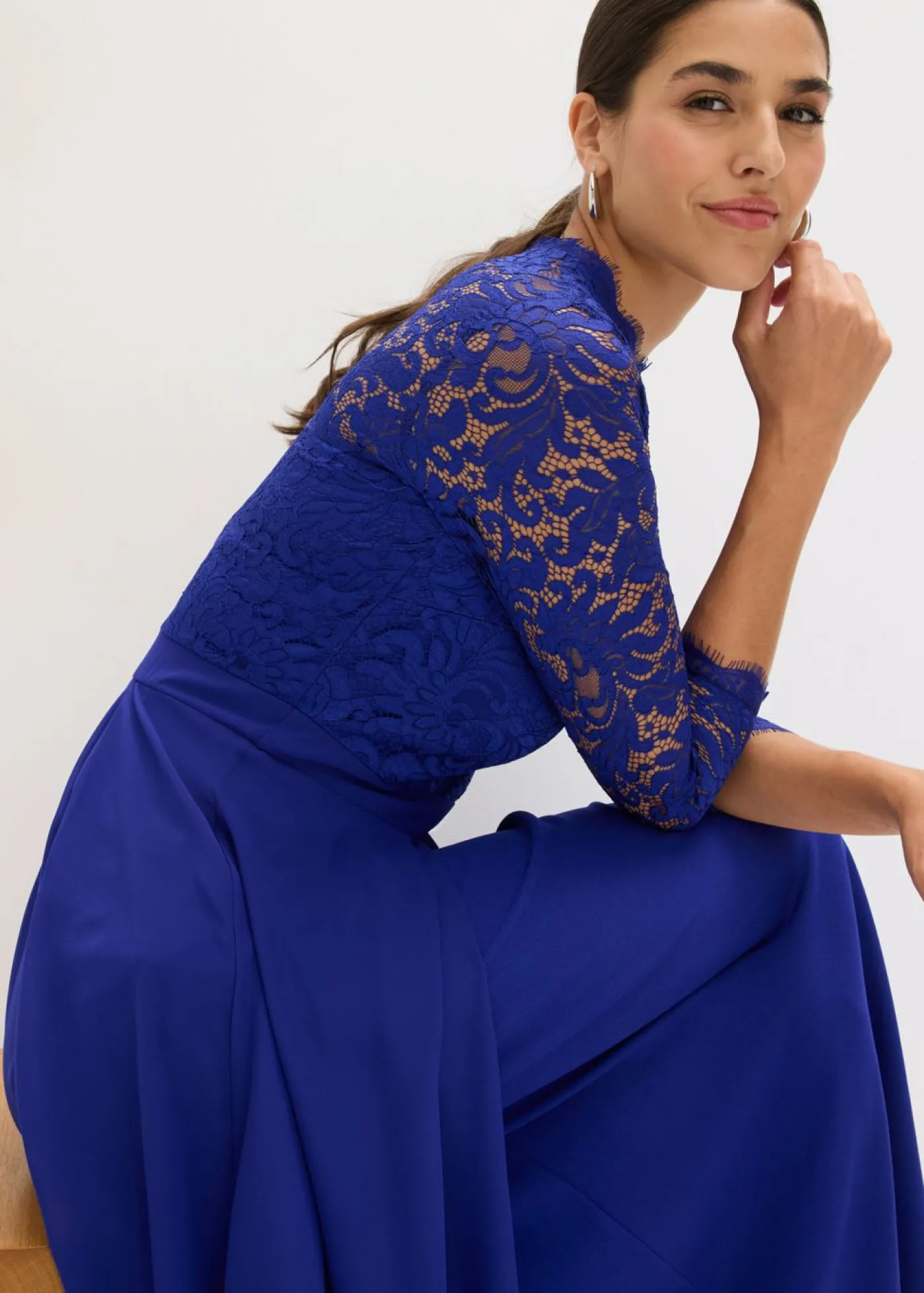 bonprix bonprix Vestido maxi con encaje Azul New