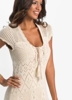 bonprix bonprix Vestido maxi de croché Crema