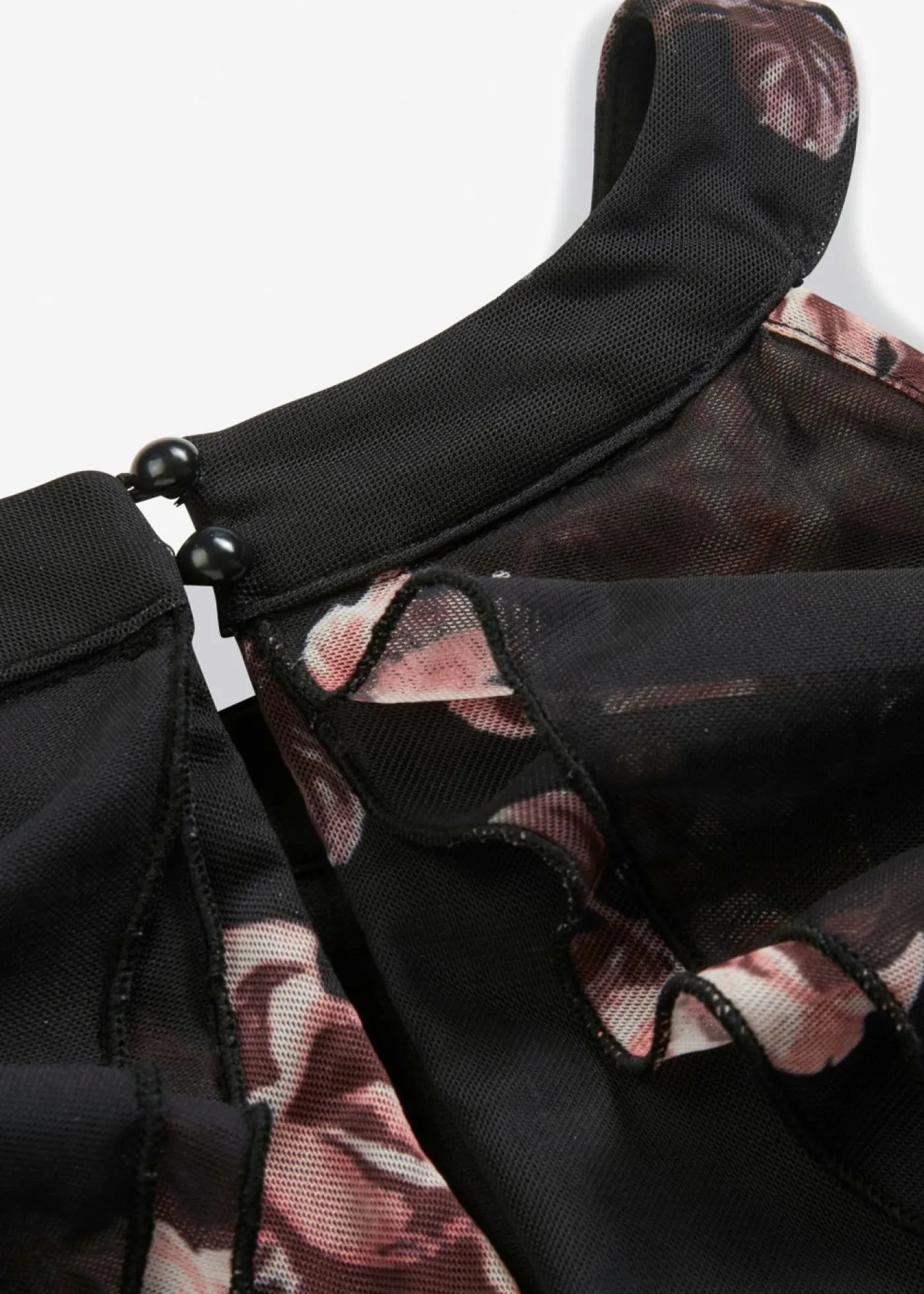 bonprix bonprix Vestido maxi de malla Negro con flores Hot