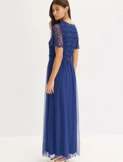 bonprix bonprix Vestido maxi de tul fino con bordado de lentejuelas menta cristal New
