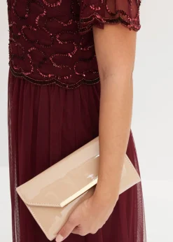bonprix bonprix Vestido maxi de tul fino con bordado de lentejuelas Rojo oscuro Best