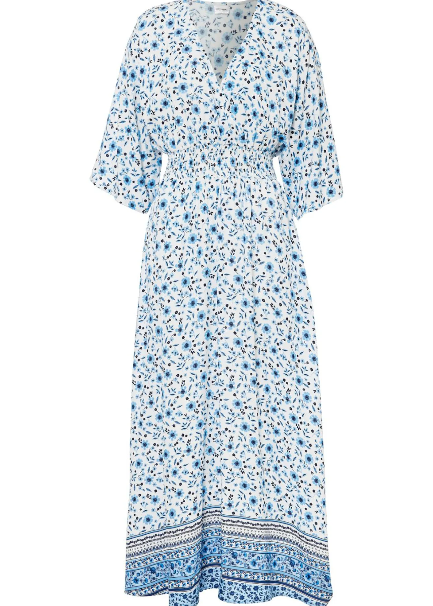 bonprix bonprix Vestido maxi de viscosa pura Azul con flores Hot