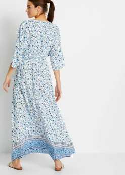 bonprix bonprix Vestido maxi de viscosa pura Azul con flores Hot