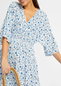 bonprix bonprix Vestido maxi de viscosa pura Azul con flores Hot