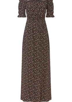 bonprix bonprix Vestido maxi de viscosa pura Negro con flores New