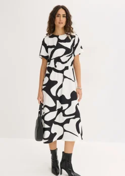 bonprix bonprix Vestido midi Negro-blanco Hot