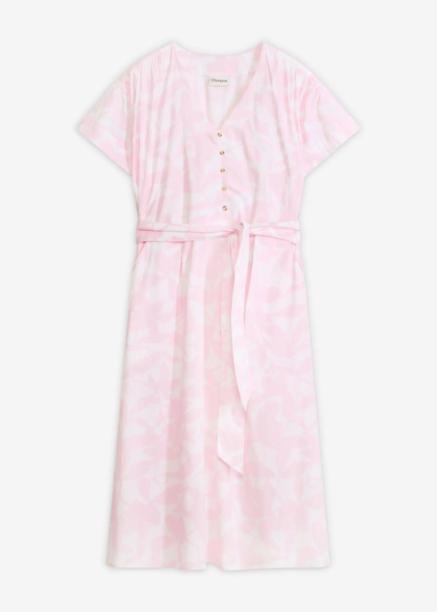 bonprix bonprix Vestido midi Rosa cristal/blanco de flores Clearance