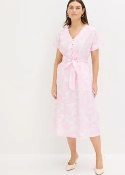 bonprix bonprix Vestido midi Rosa cristal/blanco de flores Clearance