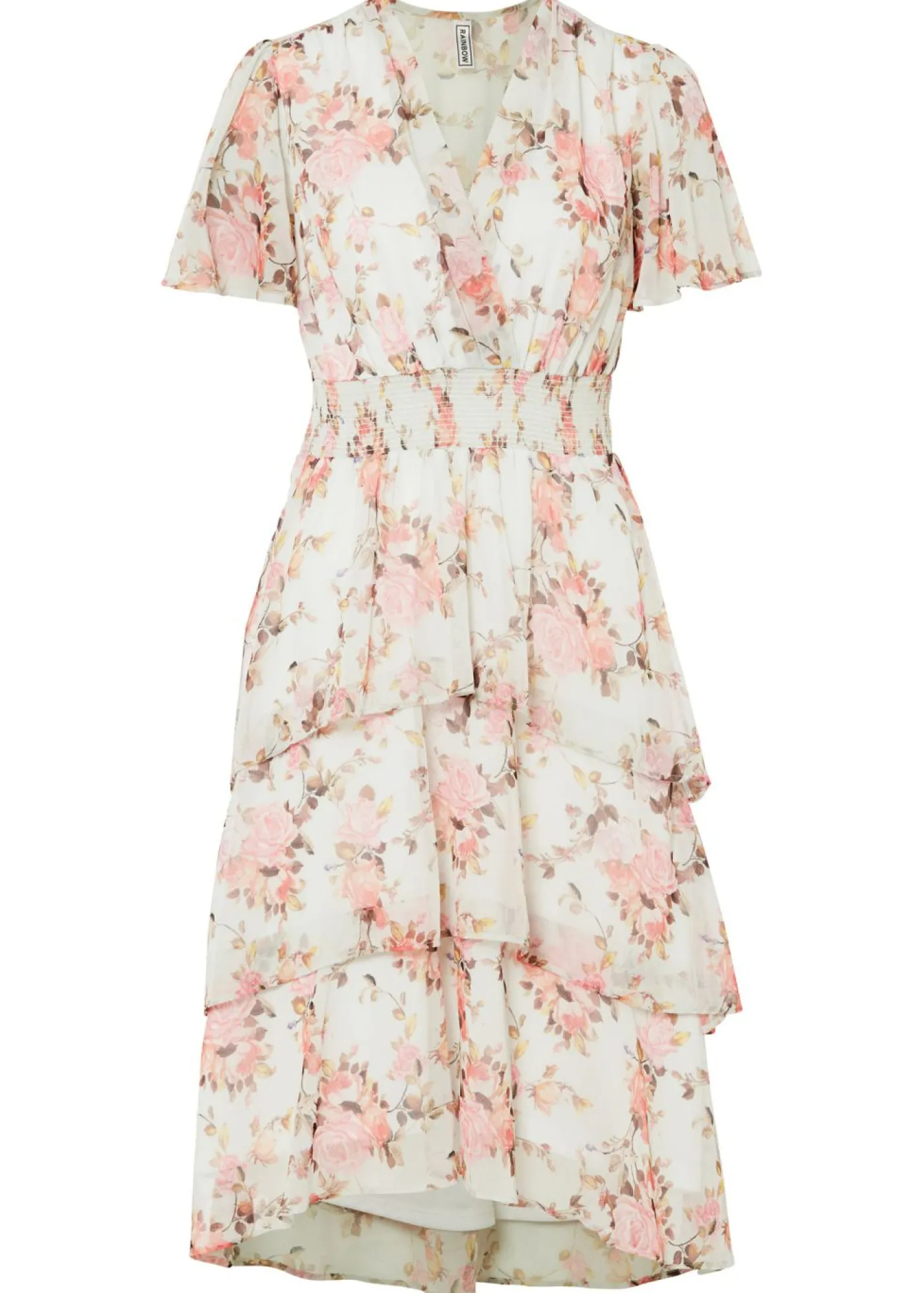 bonprix bonprix Vestido midi blanco con flores