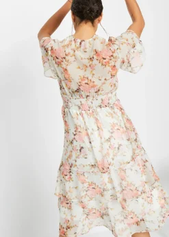 bonprix bonprix Vestido midi blanco con flores
